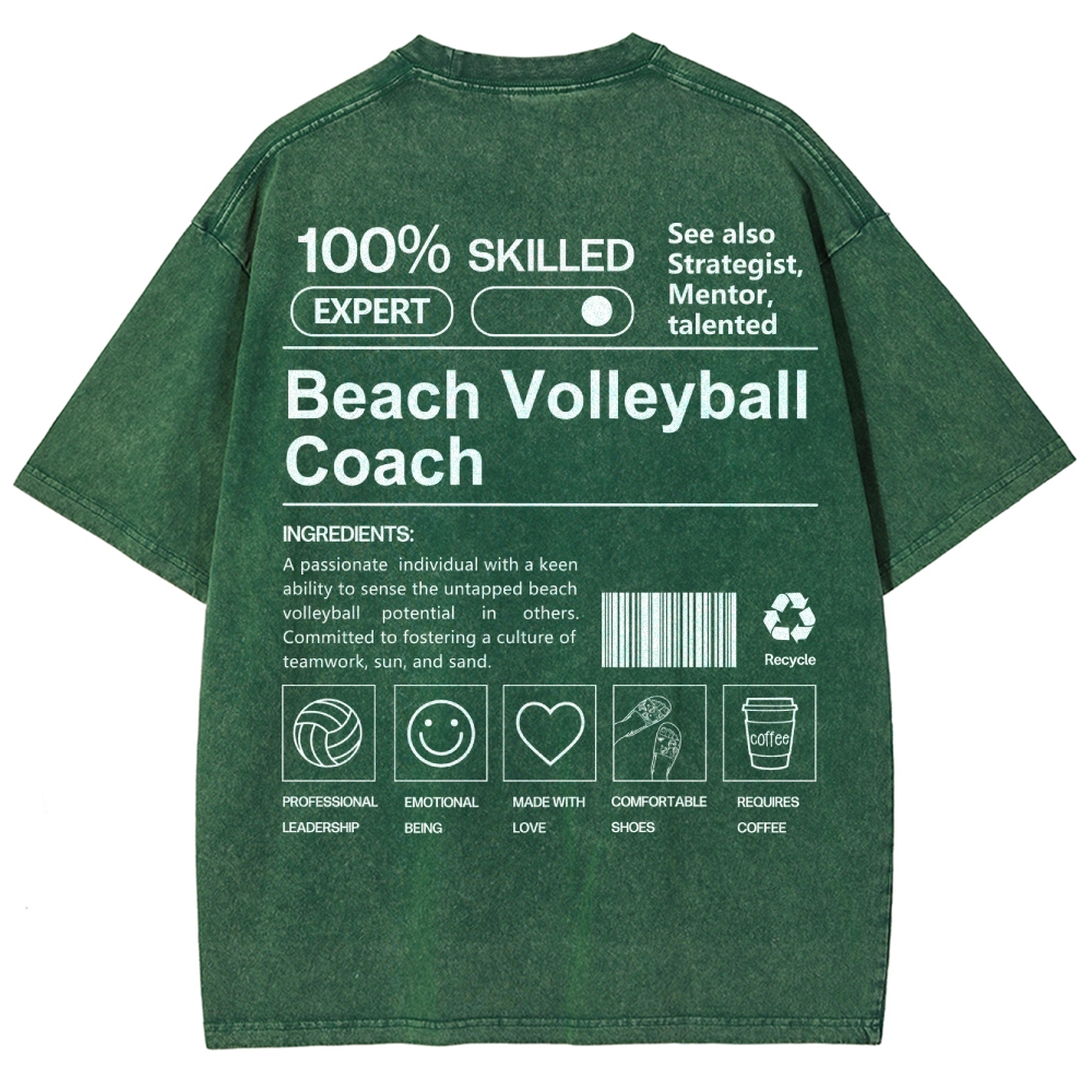 Beach Volleyball Coach Unisex Fit Washed T-Shirt