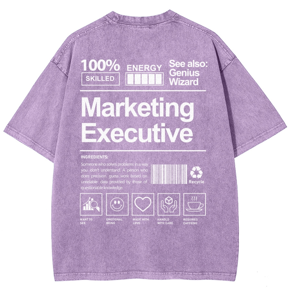 Marketing Executive Unisex Fit Washed T-Shirt Customscool