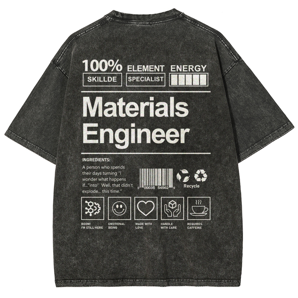 Materials Engineer Unisex Fit Washed T-Shirt Customscool