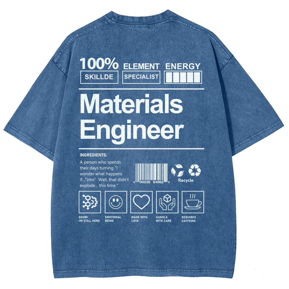 Materials Engineer Unisex Fit Washed T-Shirt Customscool