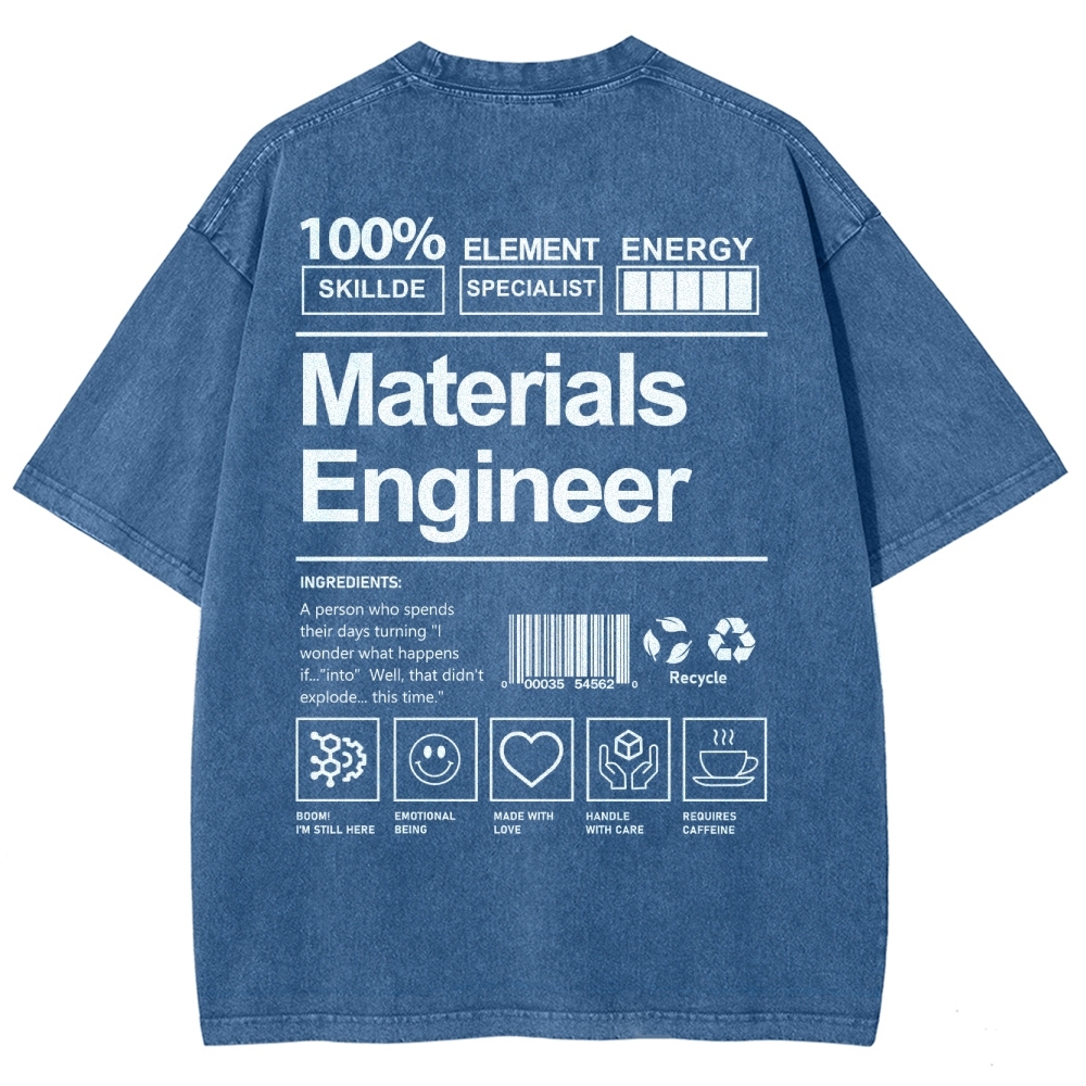 Materials Engineer Unisex Fit Washed T-Shirt Customscool