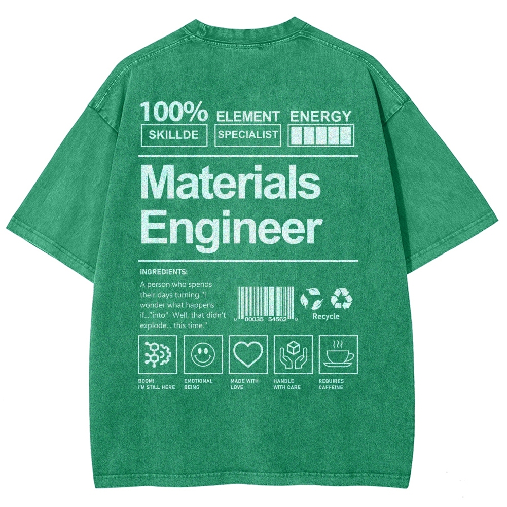 Materials Engineer Unisex Fit Washed T-Shirt Customscool