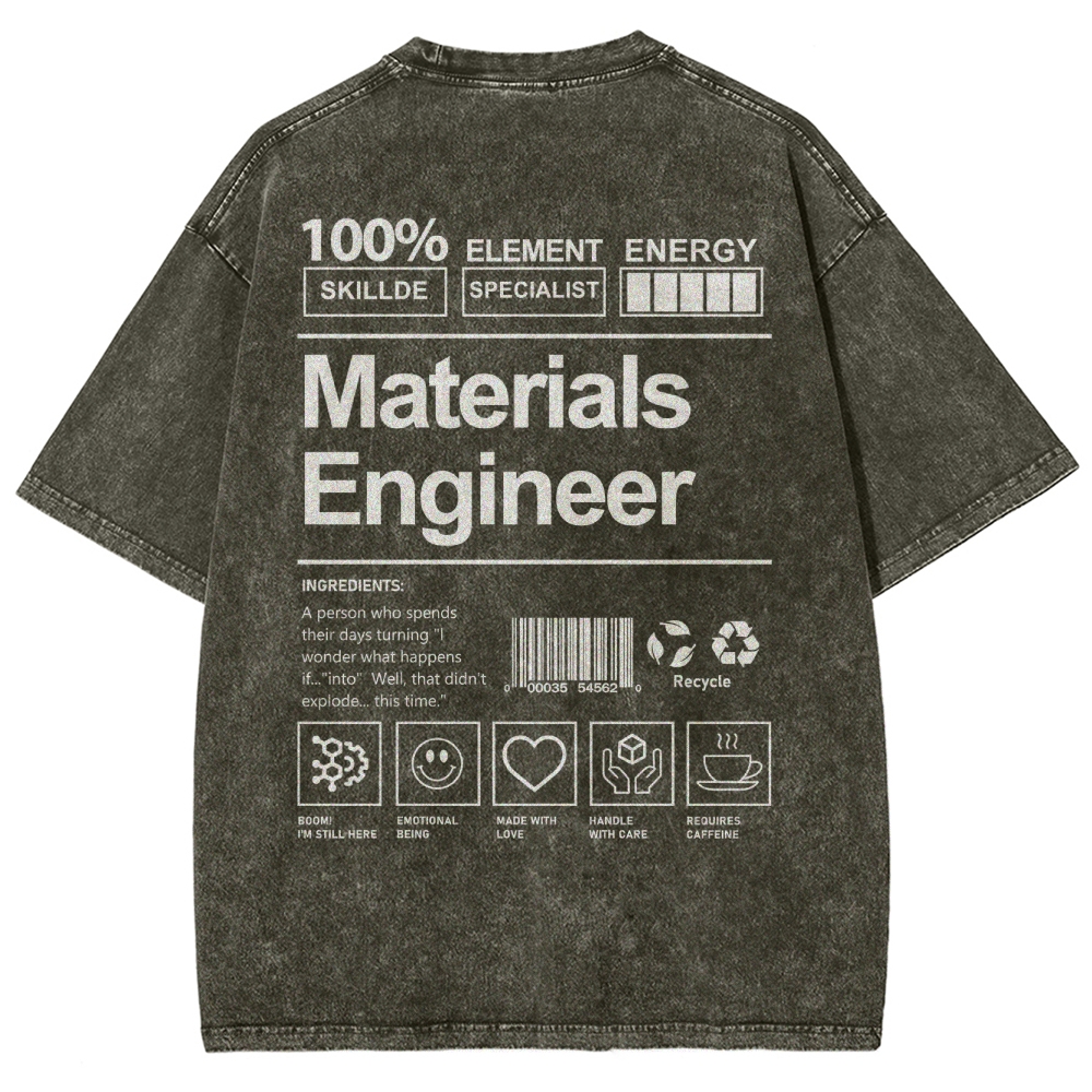 Materials Engineer Unisex Fit Washed T-Shirt Customscool