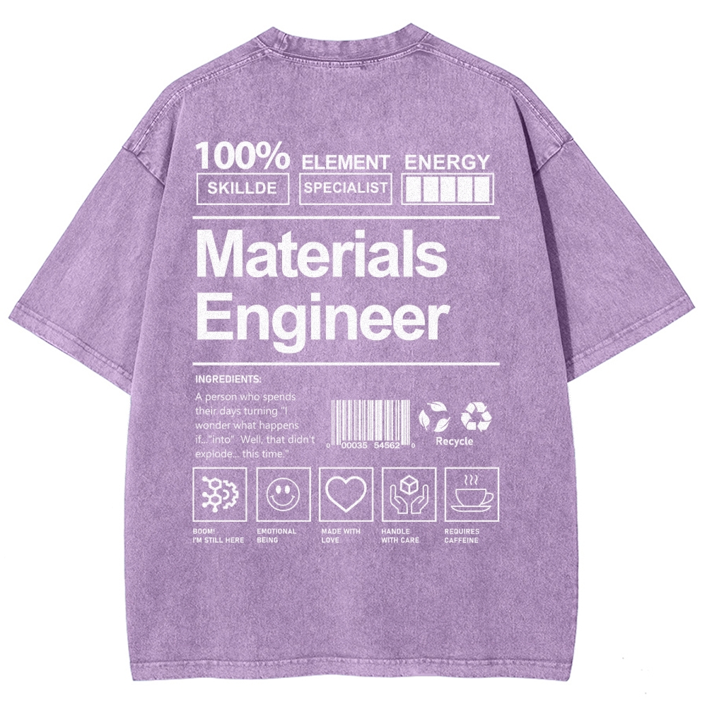 Materials Engineer Unisex Fit Washed T-Shirt Customscool