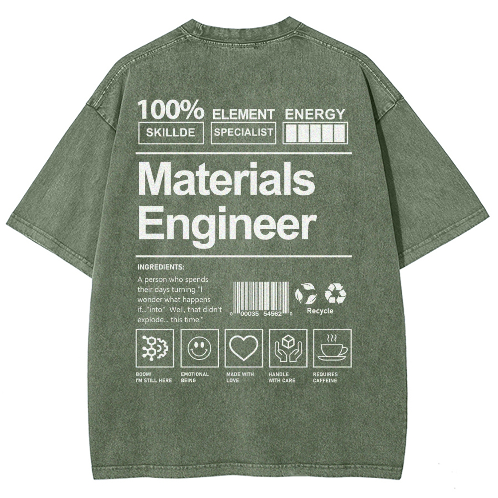 Materials Engineer Unisex Fit Washed T-Shirt Customscool