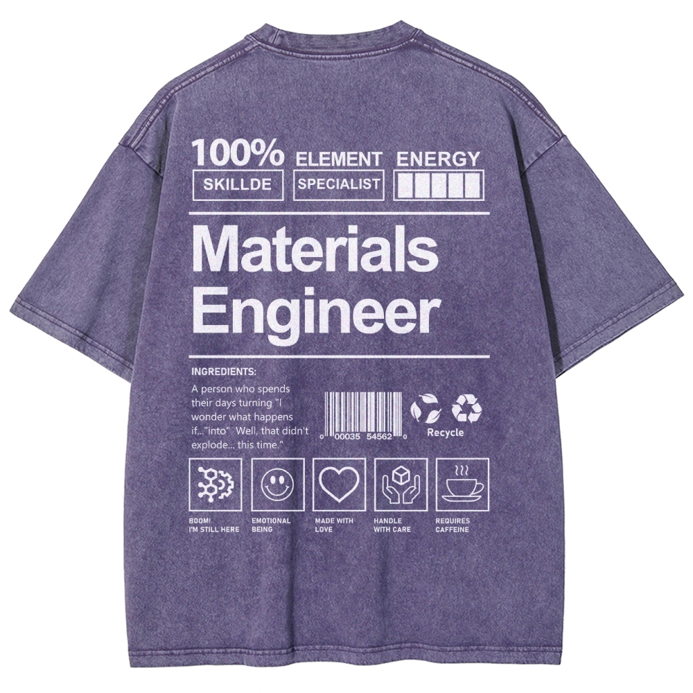 Materials Engineer Unisex Fit Washed T-Shirt Customscool