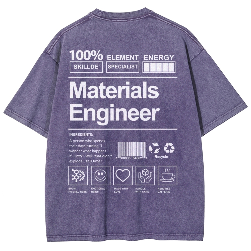 Materials Engineer Unisex Fit Washed T-Shirt Customscool