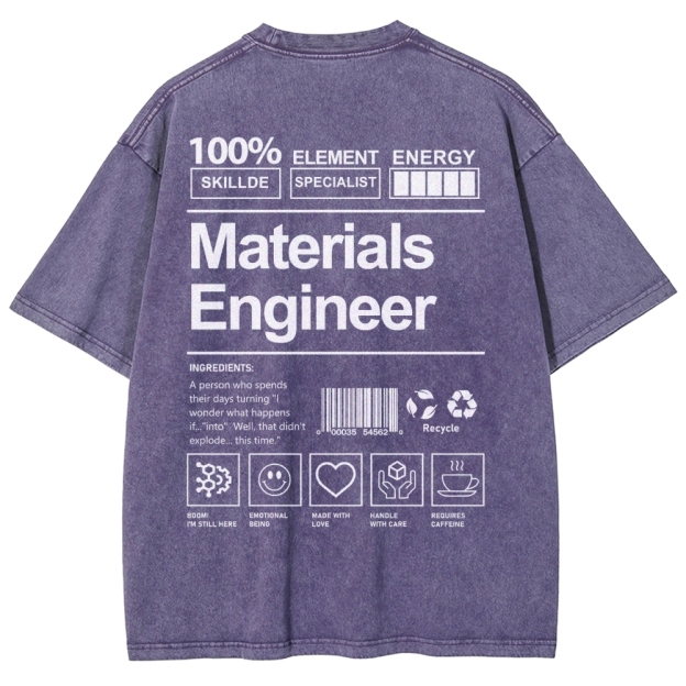 Materials Engineer Unisex Fit Washed T-Shirt Customscool