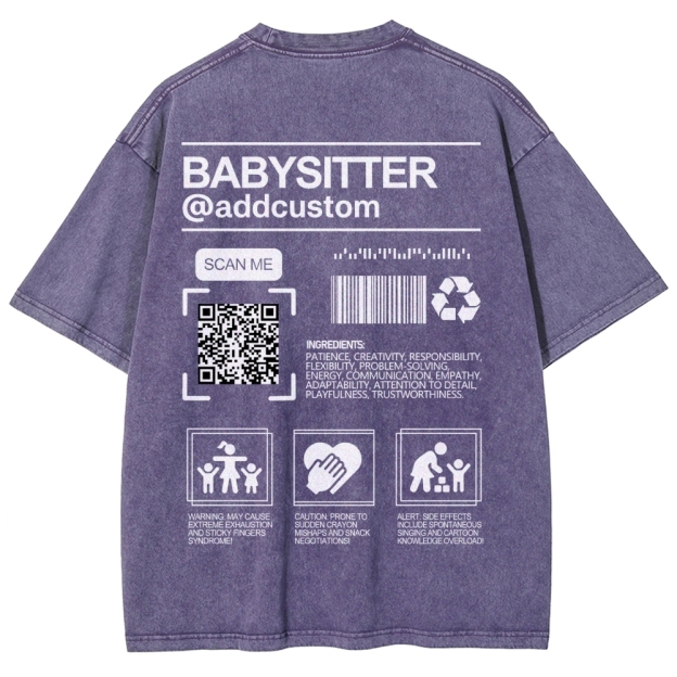 Babysitter Addcustom QR Code Name Unisex Fit Washed T-Shirt