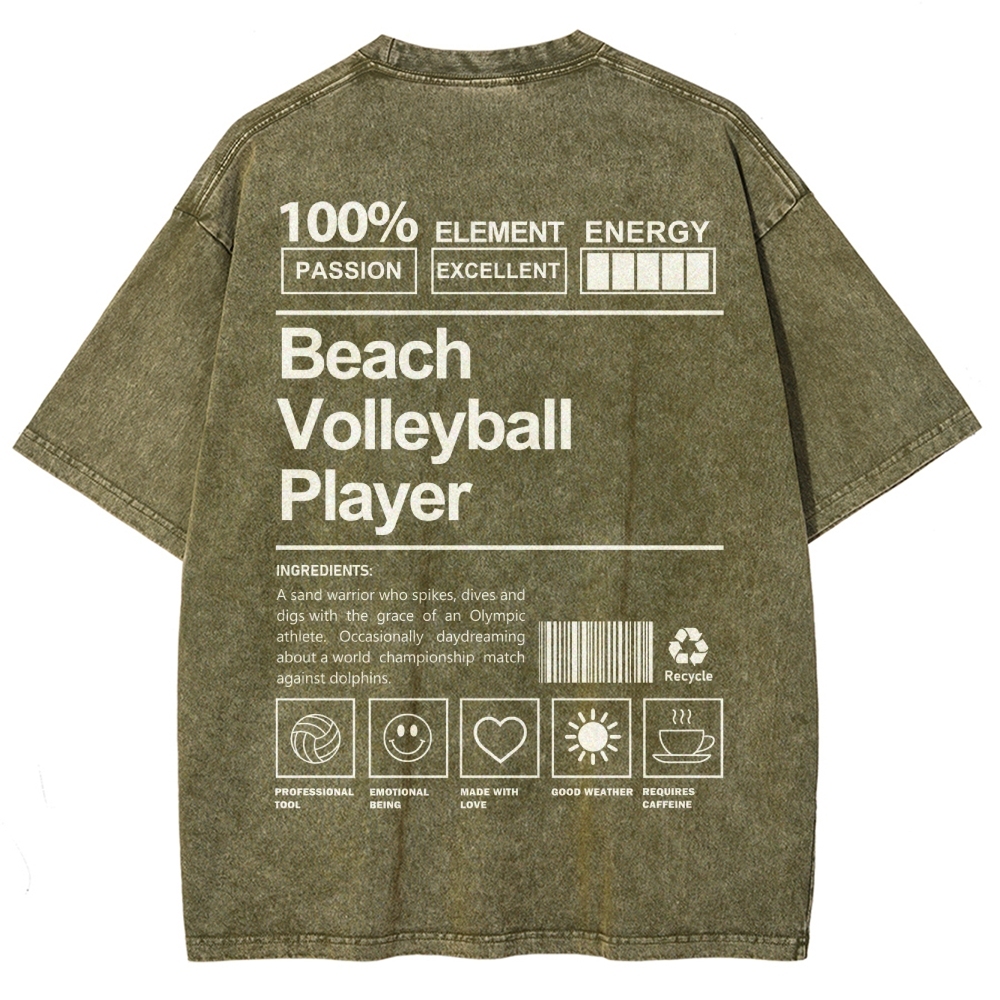 Beach Volleyball Player Unisex Fit Washed T-Shirt