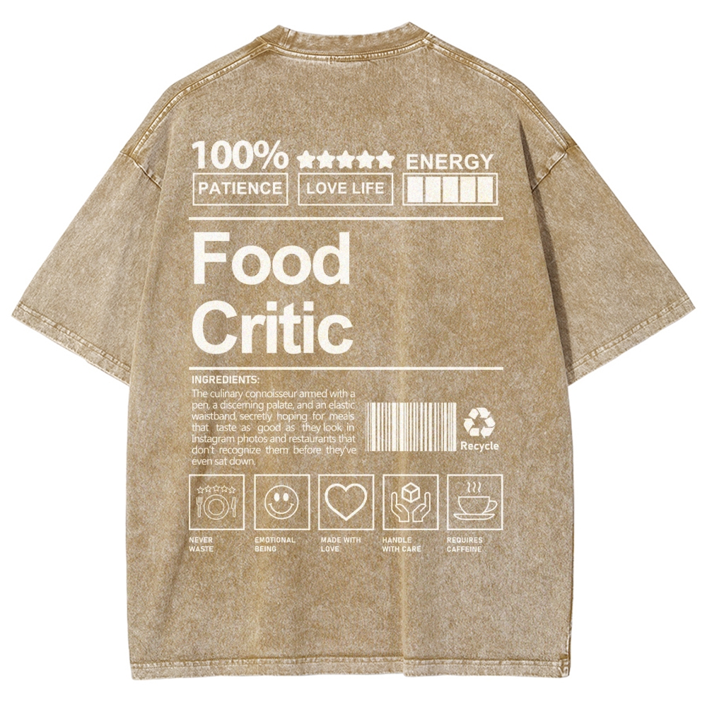 Food Critic Unisex Fit Washed T-Shirt Customscool