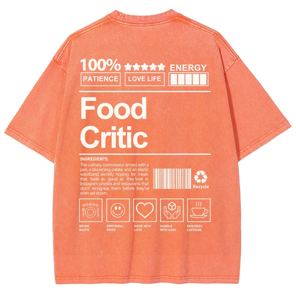 Food Critic Unisex Fit Washed T-Shirt Customscool