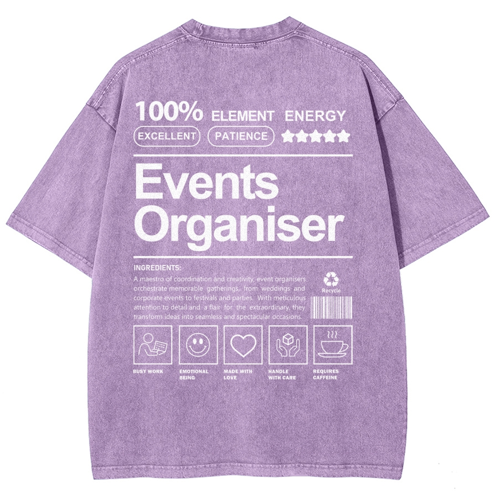 Events Organiser Unisex Fit Washed T-Shirt Customscool