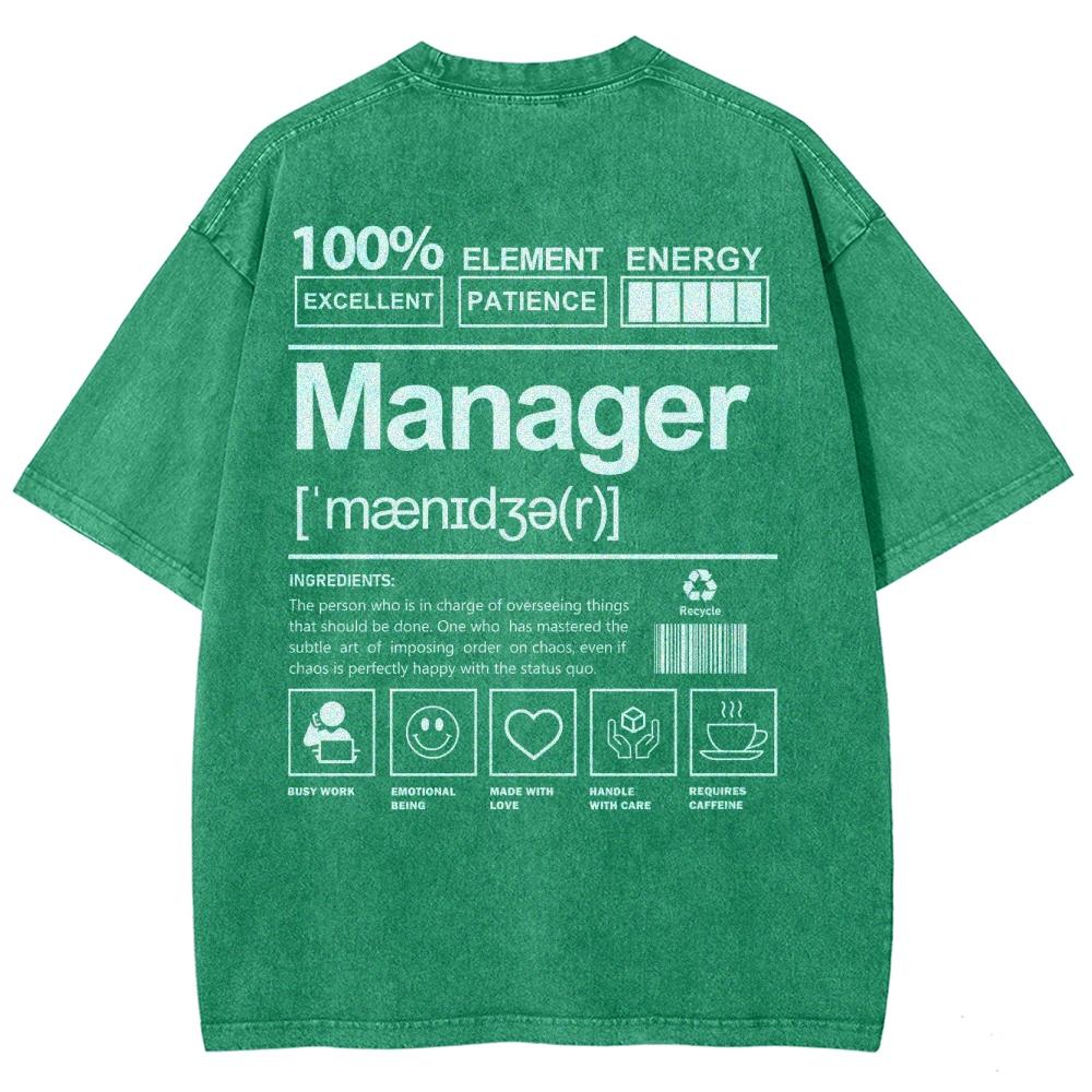 Manager Unisex Fit Washed T-Shirt Customscool