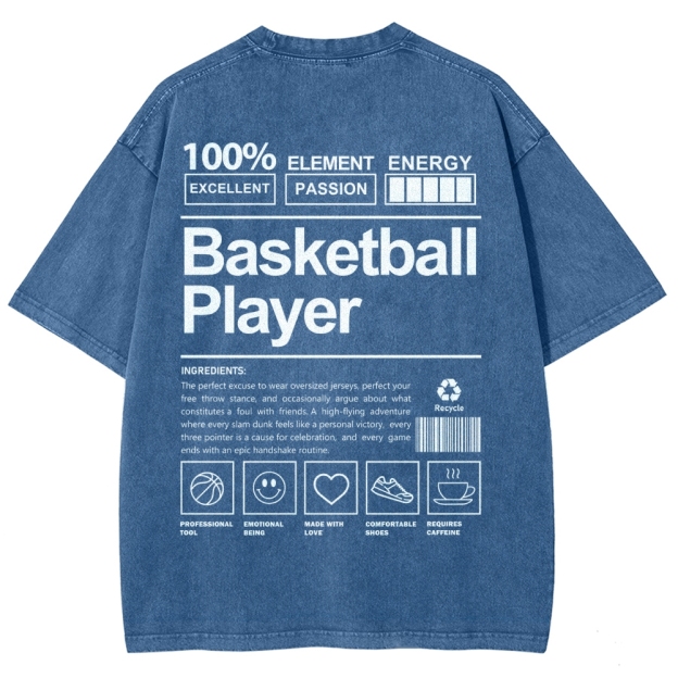 Basketball Player Unisex Fit Washed T-Shirt Customscool