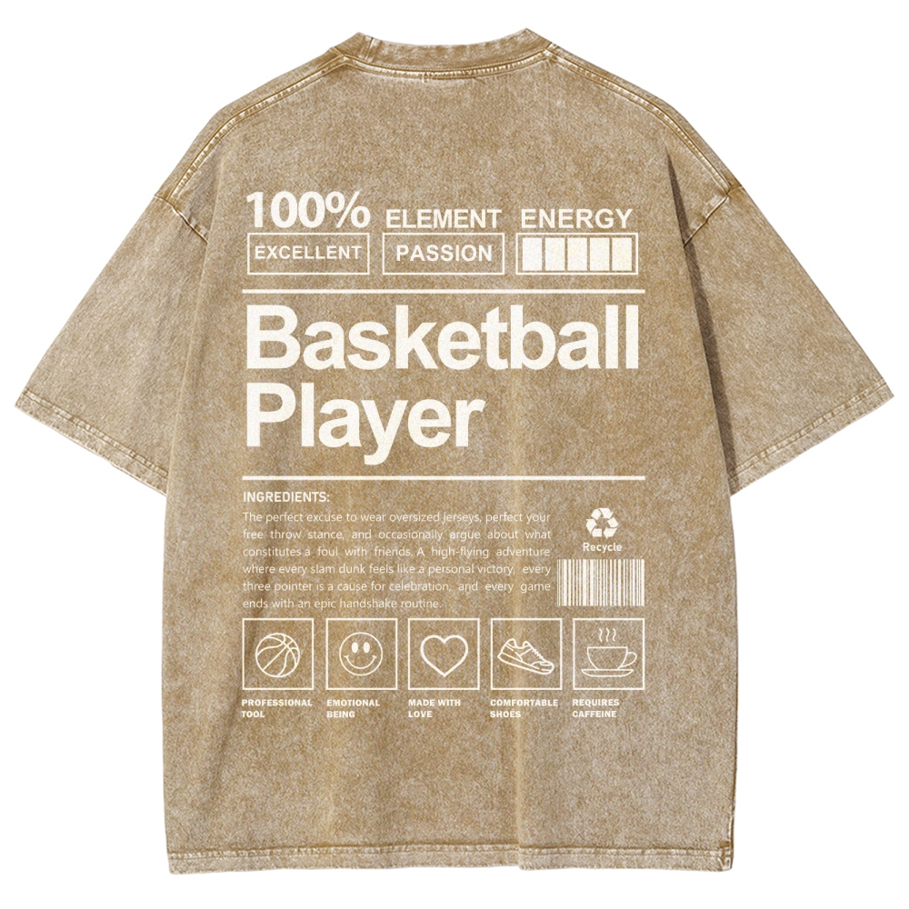 Basketball Player Unisex Fit Washed T-Shirt Customscool