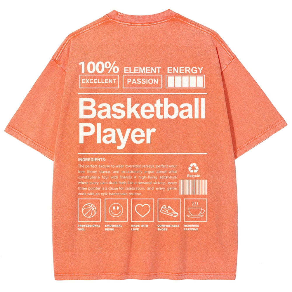 Basketball Player Unisex Fit Washed T-Shirt Customscool