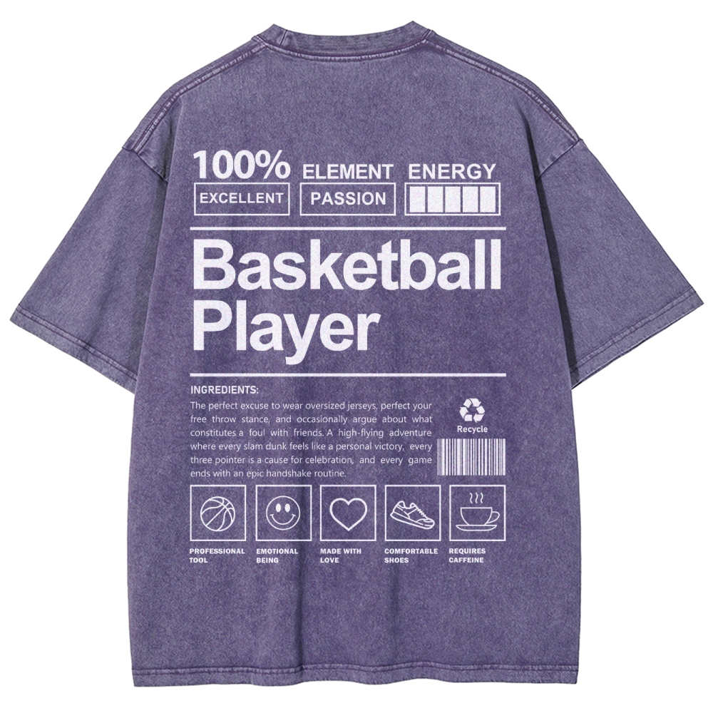 Basketball Player Unisex Fit Washed T-Shirt Customscool