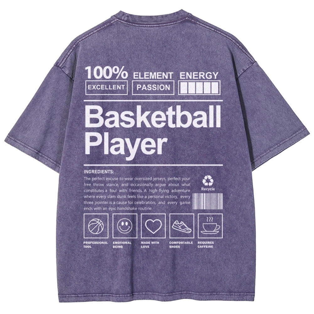 Basketball Player Unisex Fit Washed T-Shirt Customscool