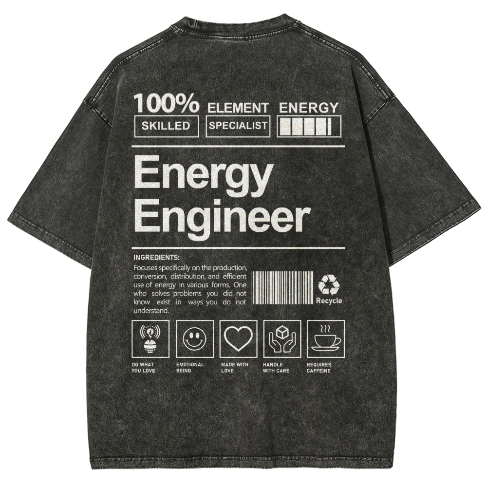 Energy Engineer Unisex Fit Washed T-Shirt Customscool