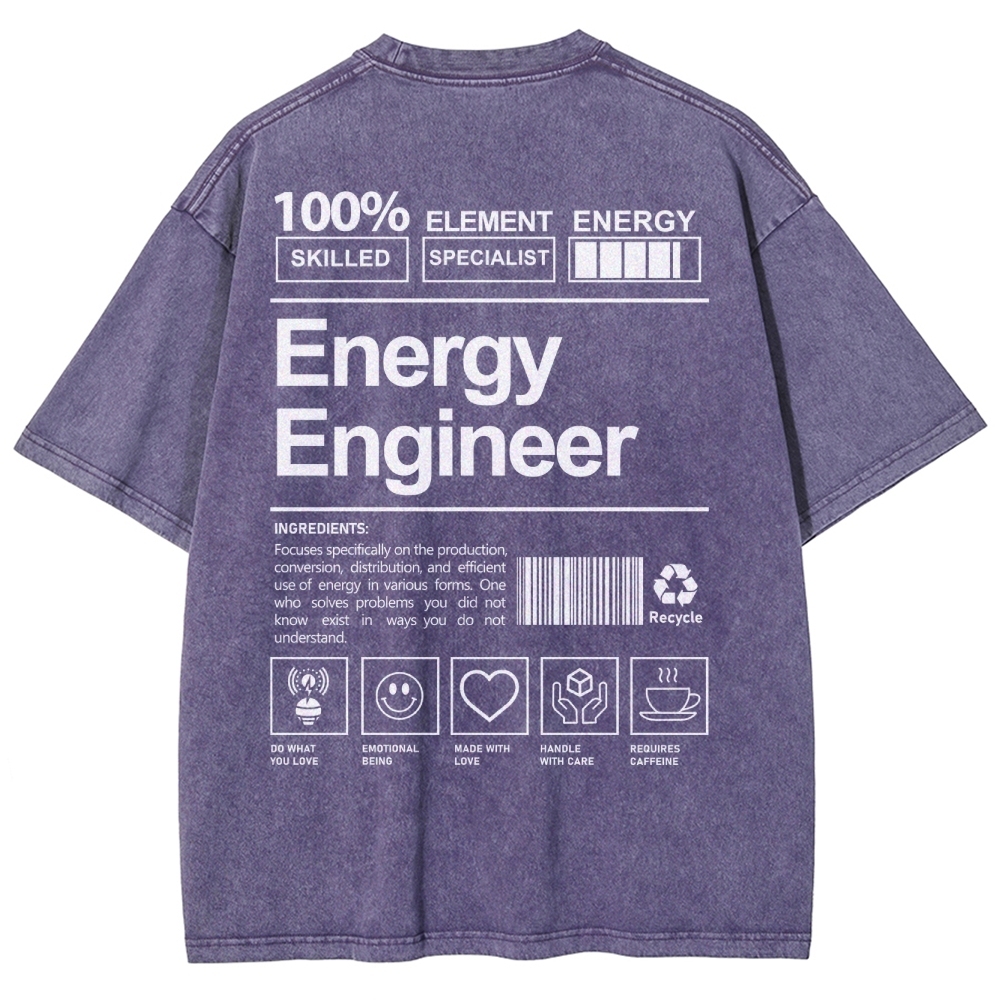 Energy Engineer Unisex Fit Washed T-Shirt Customscool