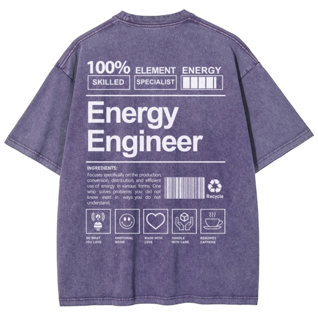 Energy Engineer Unisex Fit Washed T-Shirt Customscool