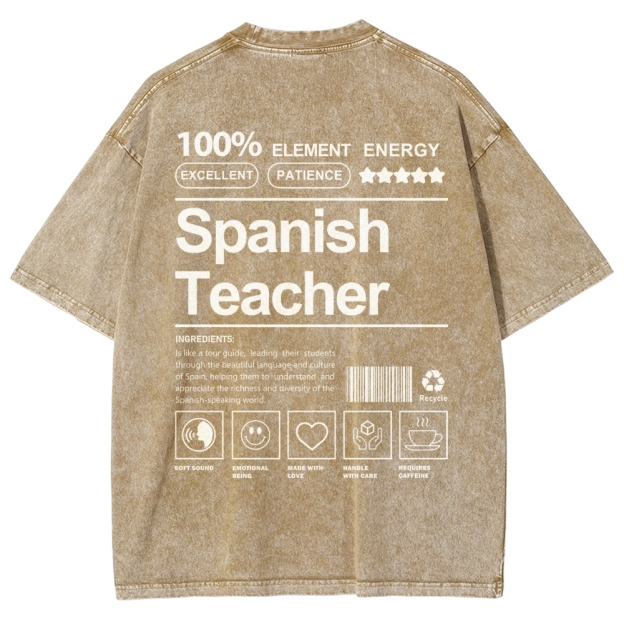 Spanish Teacher Unisex Fit Washed T-Shirt Customscool