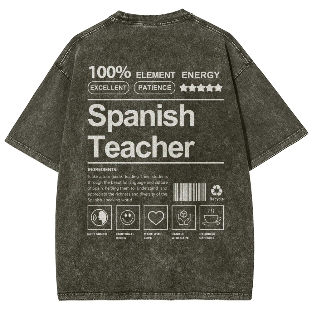 Spanish Teacher Unisex Fit Washed T-Shirt Customscool