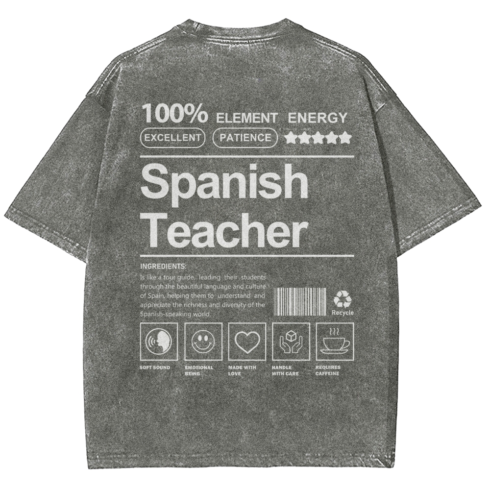 Spanish Teacher Unisex Fit Washed T-Shirt Customscool