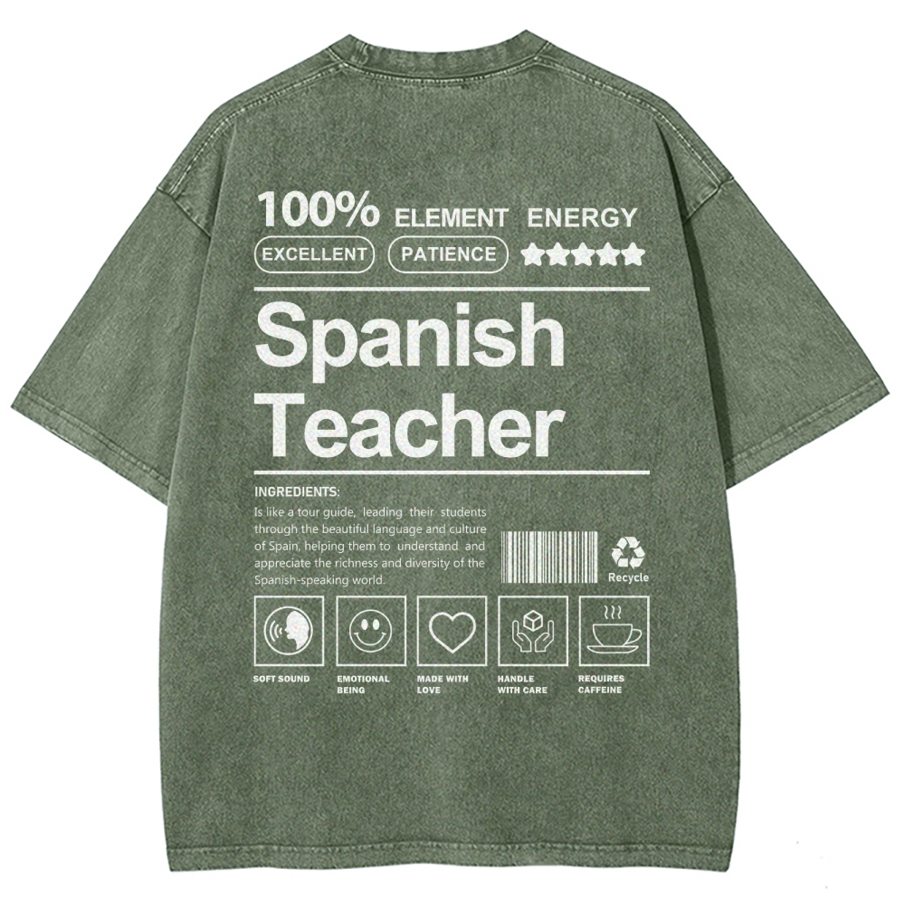 Spanish Teacher Unisex Fit Washed T-Shirt Customscool