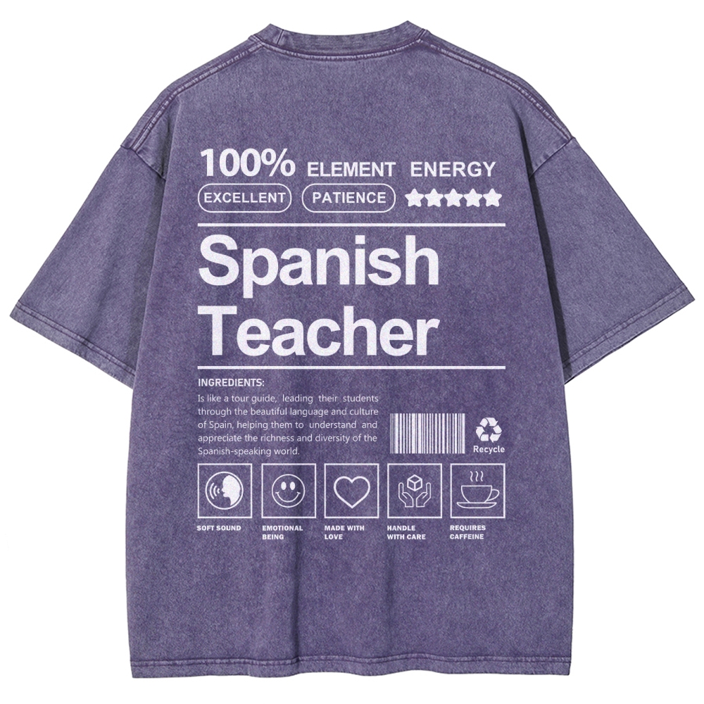 Spanish Teacher Unisex Fit Washed T-Shirt Customscool