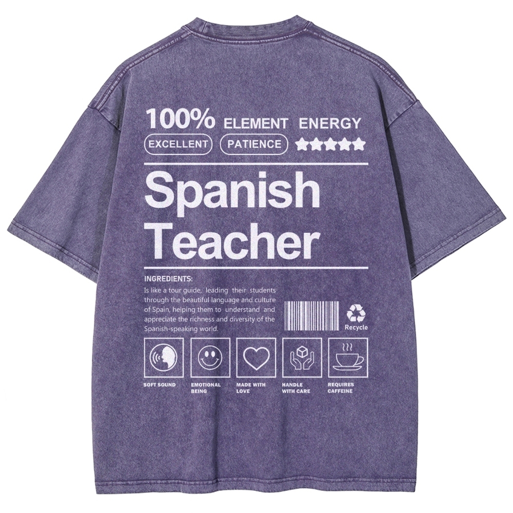 Spanish Teacher Unisex Fit Washed T-Shirt Customscool