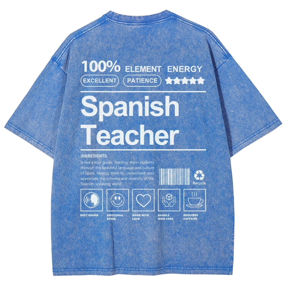 Spanish Teacher Unisex Fit Washed T-Shirt Customscool