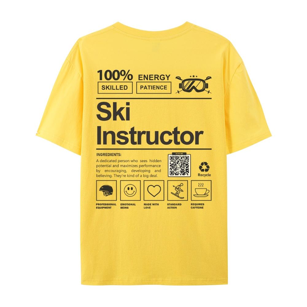 Ski Instructor Addcustom QR Code Casual Short Sleeve T-Shirt Customscool