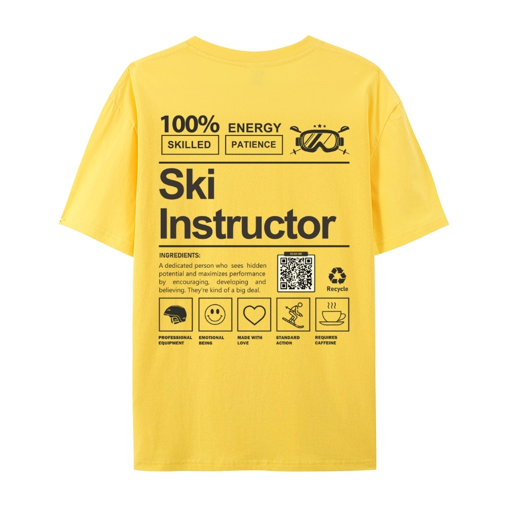 Ski Instructor Addcustom QR Code Casual Short Sleeve T-Shirt Customscool