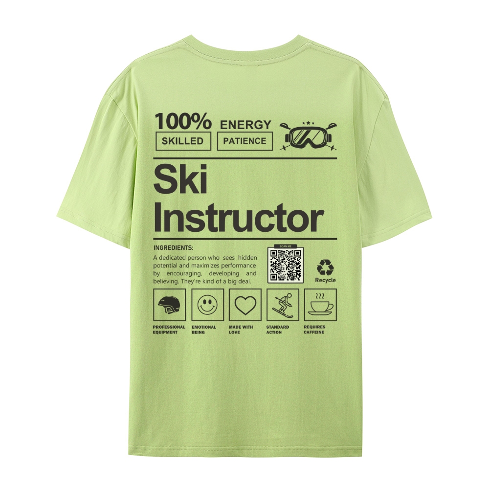 Ski Instructor Addcustom QR Code Casual Short Sleeve T-Shirt Customscool