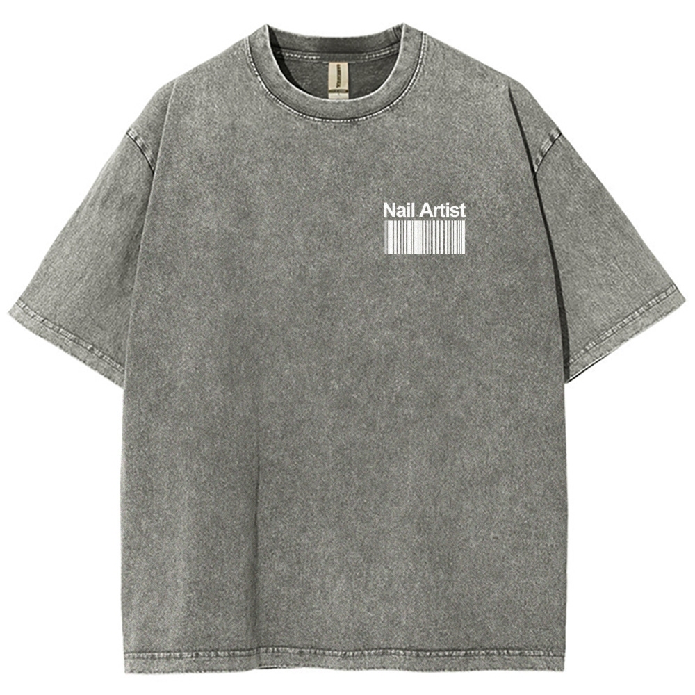Nail Artist Addcustom QR Code Unisex Fit Washed T-Shirt Customscool