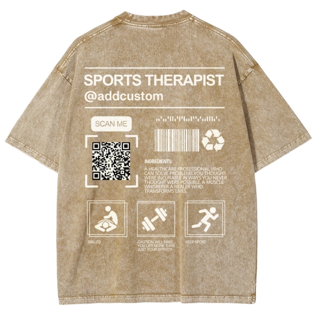SPORTS THERAPY Addcustom QR Code Name Unisex Fit Washed T-Shirt