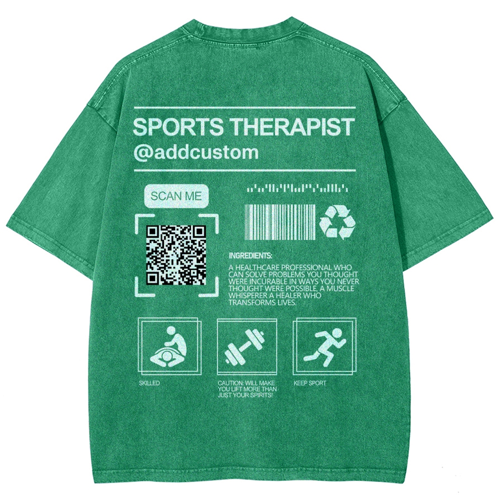 SPORTS THERAPY Addcustom QR Code Name Unisex Fit Washed T-Shirt