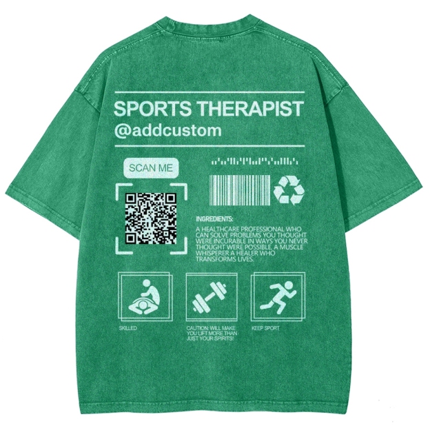 SPORTS THERAPY Addcustom QR Code Name Unisex Fit Washed T-Shirt