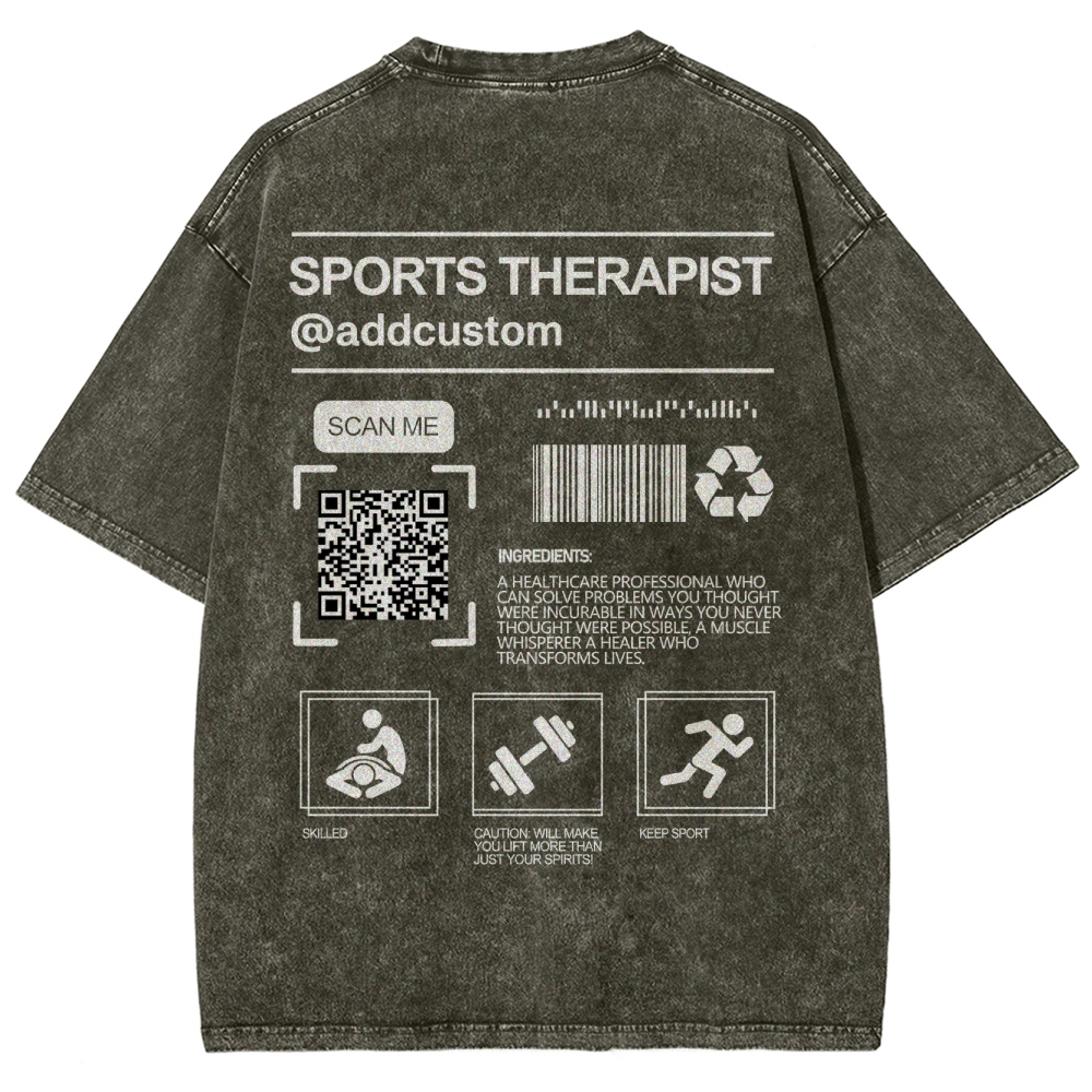 SPORTS THERAPY Addcustom QR Code Name Unisex Fit Washed T-Shirt