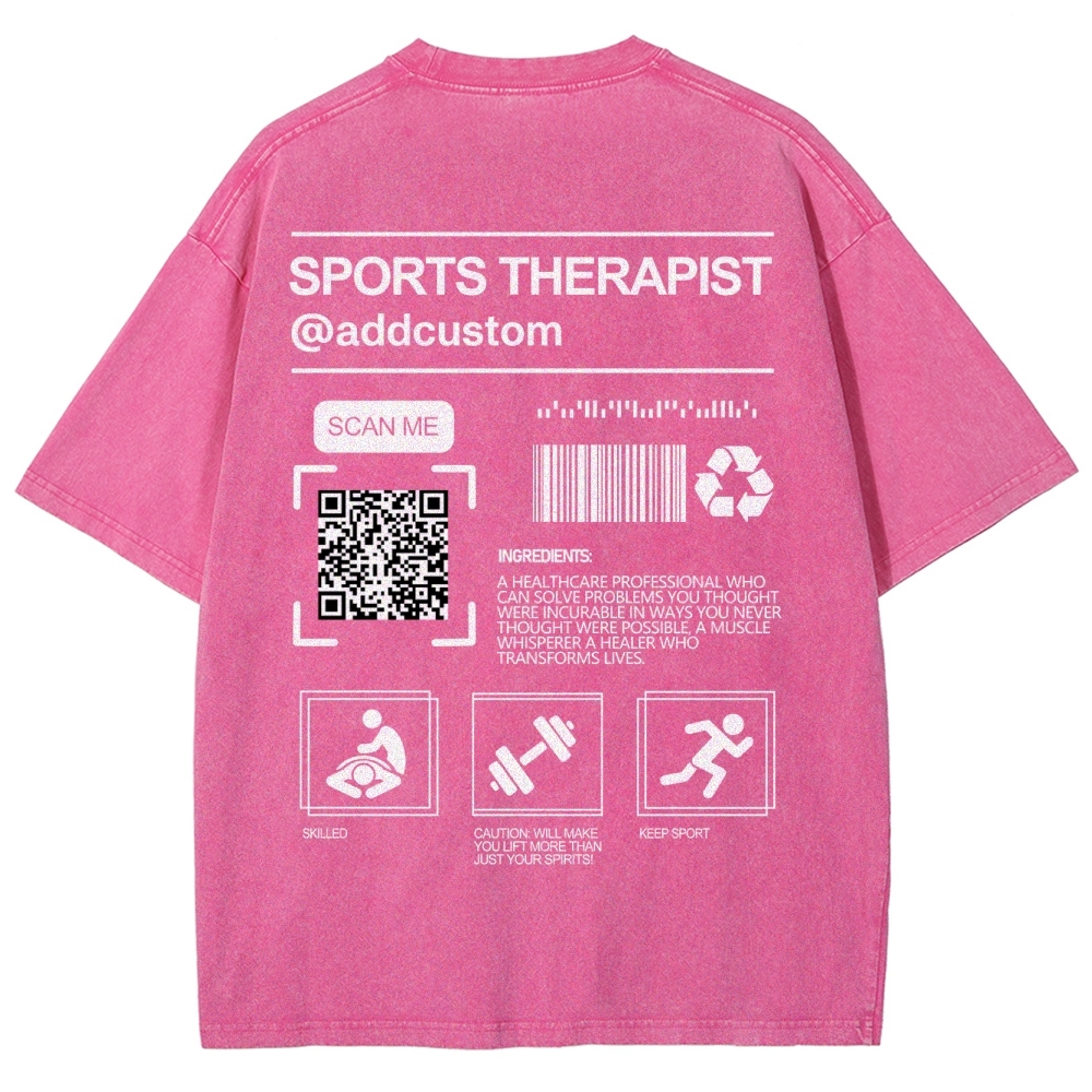 SPORTS THERAPY Addcustom QR Code Name Unisex Fit Washed T-Shirt