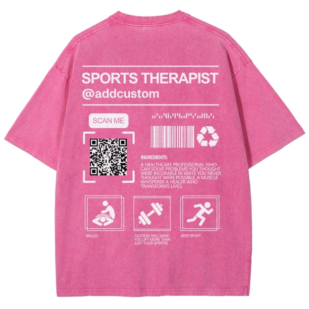 SPORTS THERAPY Addcustom QR Code Name Unisex Fit Washed T-Shirt