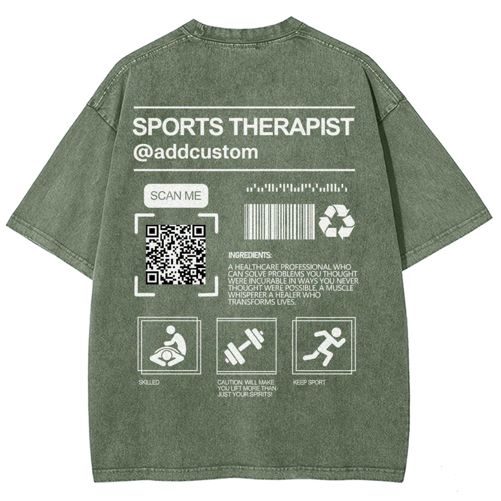 SPORTS THERAPY Addcustom QR Code Name Unisex Fit Washed T-Shirt