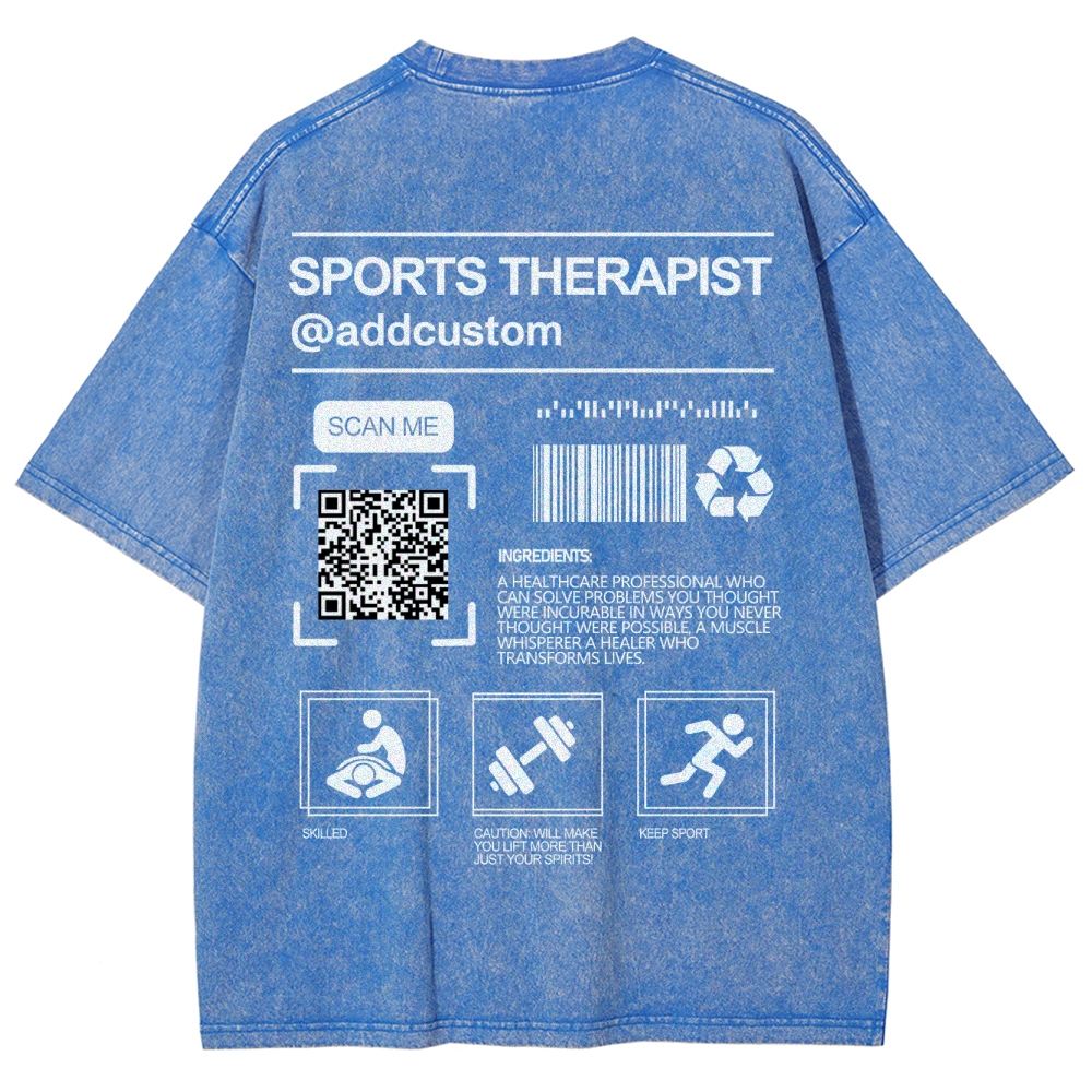 SPORTS THERAPY Addcustom QR Code Name Unisex Fit Washed T-Shirt
