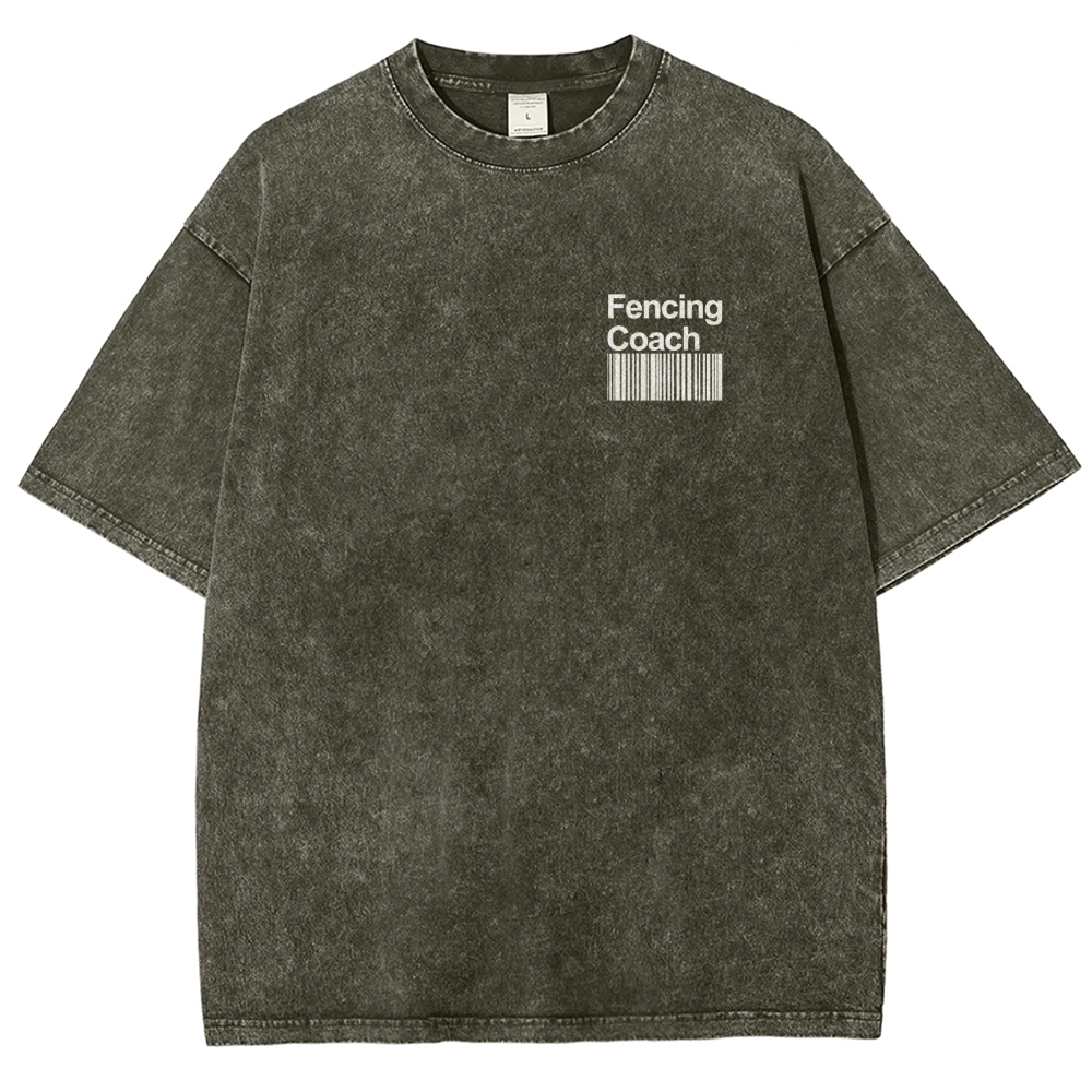 Fencing Coach Unisex Fit Washed T-Shirt Customscool