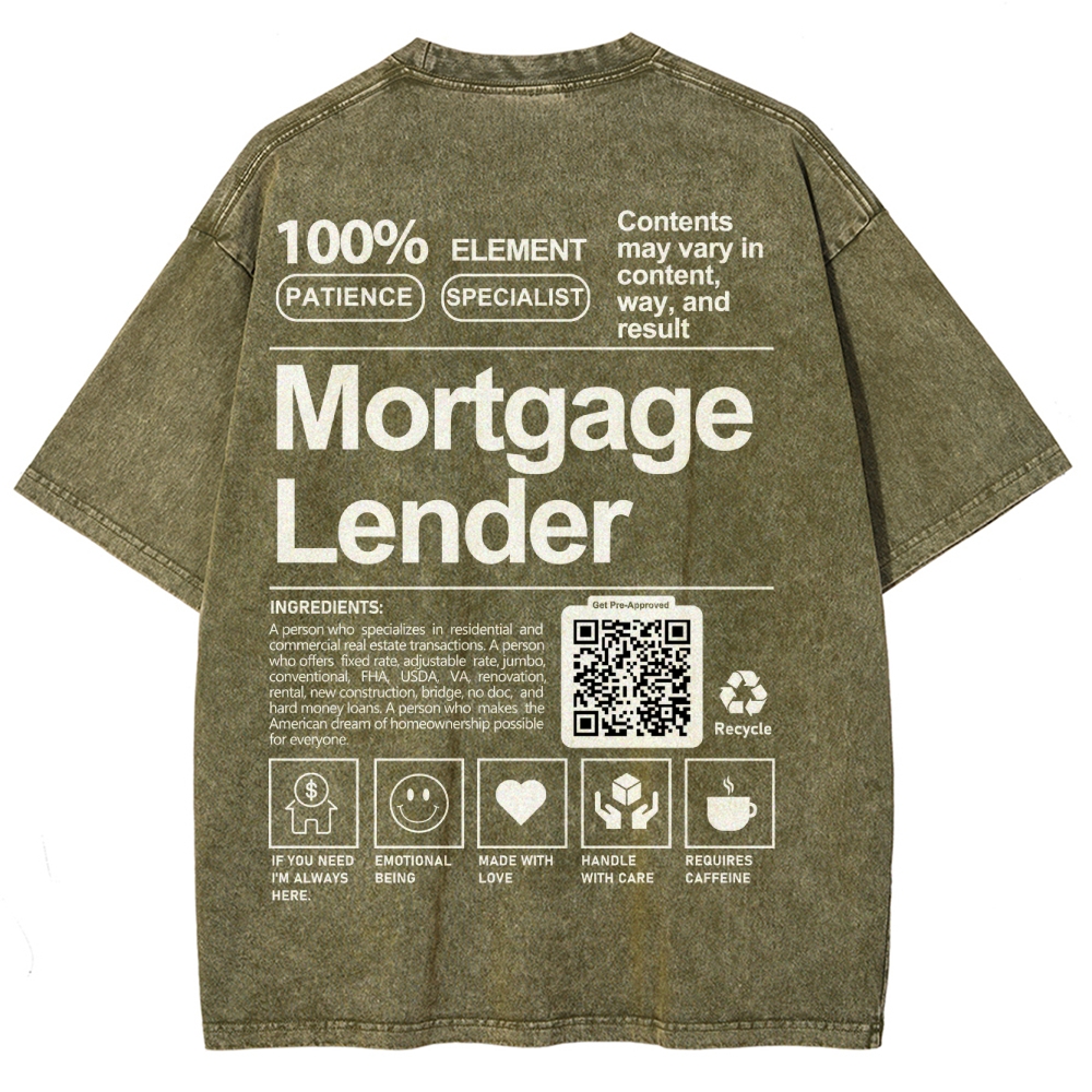Mortgage Lender Addcustom QR Code Unisex Fit Washed T-Shirt