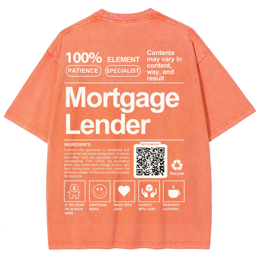 Mortgage Lender Addcustom QR Code Unisex Fit Washed T-Shirt