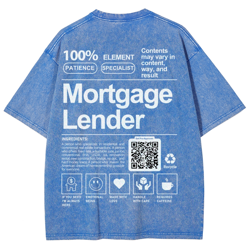 Mortgage Lender Addcustom QR Code Unisex Fit Washed T-Shirt