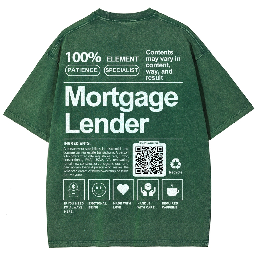 Mortgage Lender Addcustom QR Code Unisex Fit Washed T-Shirt